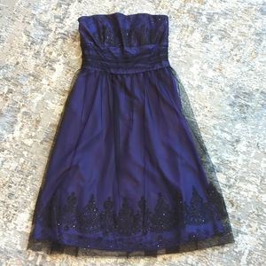 David's Bridal Strapless Tulle dress with Caviar beading size 4